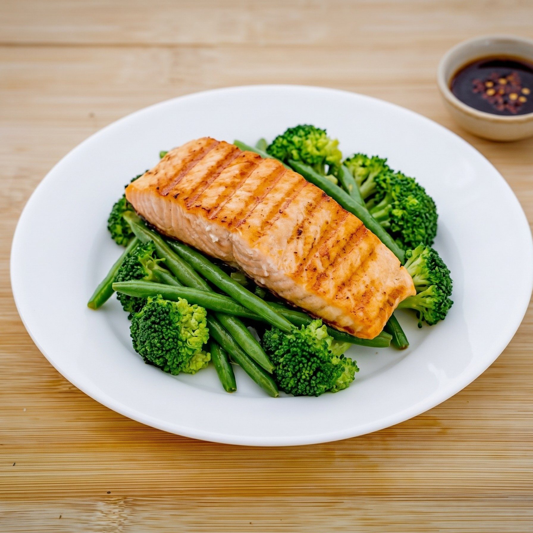 Grilled Salmon Fillet with Tamarind Sauce.